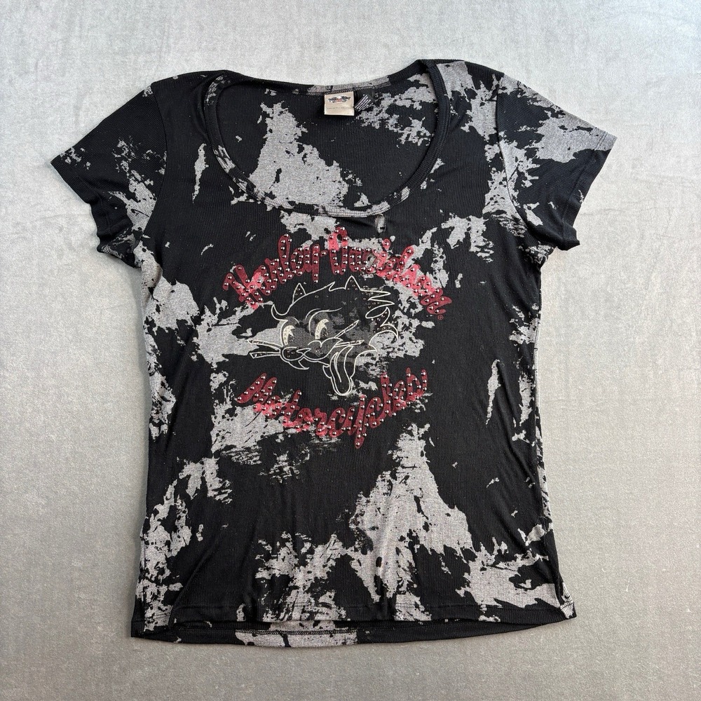 Harley-Davidson Graphic Baby Tee Black Tie Dye Women's 1W